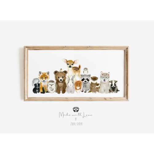 Woodland Nursery Panoramic Decor, Woodland Nursery Prints, Woodland Nursery Art, Woodland Baby Animal Prints, Nursery Wall Art, Nursery gift
