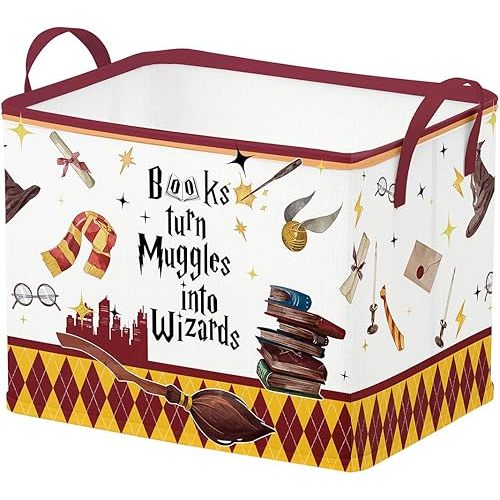 Runtoo Magic Nursery Decor Books Baby Basket Wizard Hat Baby Shower Decorations Gift Basket Toddler Toy Box Chest Clothes Laundry Hamper Closet Storage Bins