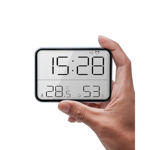 GooDay Smart Digital Alarm Clock, w/Magnetic Attraction, Indoor Temperature Humidity, HD Screen Hour Date, Battery Operated - Black