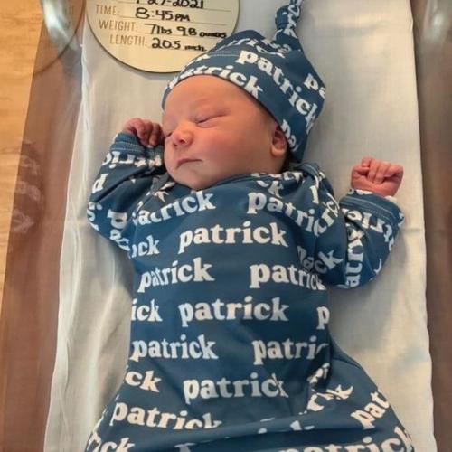 Custom Solid Sapphire Personalized Newborn Baby Knot Gown