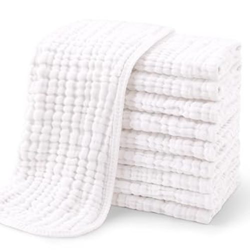 Yoofoss Muslin Burp Cloths for Baby 10 Pack 100% Organic Cotton Baby Washcloths for Boys Girls Large 20''X10'' Super Soft and Absorbent White