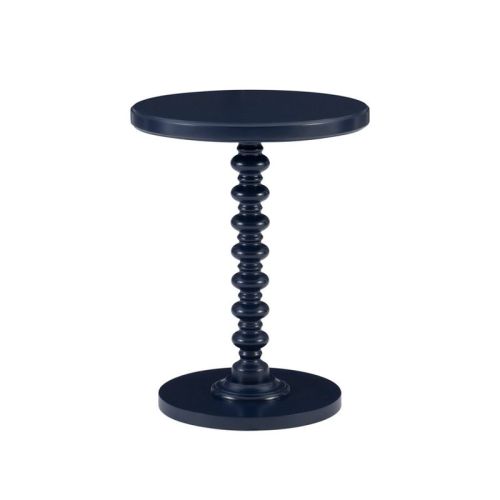 17" Teyla Traditional Round Wood Accent Spindle Table Navy Blue - Powell: Sturdy Pedestal Base, MDF Surface