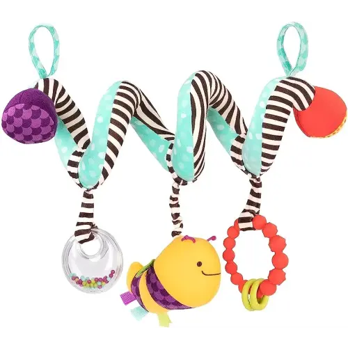 B. toys- B. baby– Wiggle Wrap- Baby Toy – Toy for Car Seat, Stroller, Crib – Spiral with 3 Hanging Toys – Rattle, Plush Bee & Teether – Wrap Around Infant Toy – 0 Months +