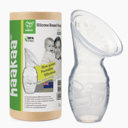 haakaa Manual Breast Pump for Breastfeeding, Silicone, Clear 4oz/100ml