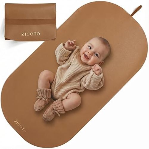 Beautiful Baby Diaper Changing Mat Made of Vegan Leather - Soft and Easy to Wipe Changing Pad for Travel or at Home Use - Lightweight and Foldable Mat that Perfectly Fits Into Any Diaper Bag