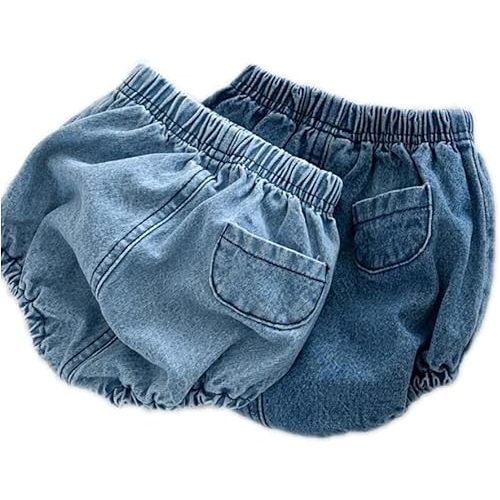 Colorful Childhood Toddler Denim Bloomers Shorts Baby Girls Boys Loose Harem Shorts 2pcs