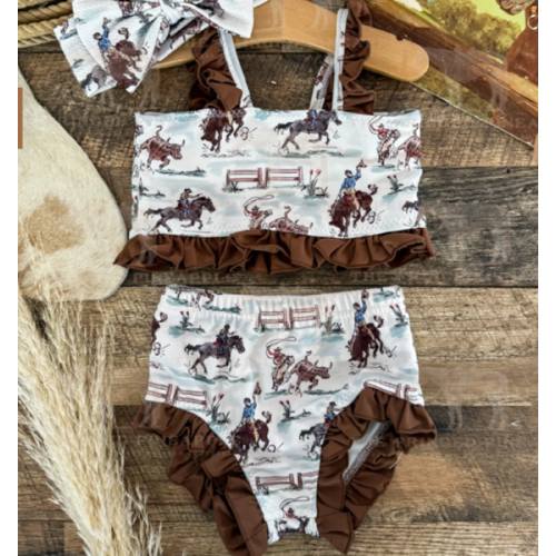 Ole' West Cowgirl Two Piece Ruffle Swimsuit (Minis) – theFRINGEDpineapple