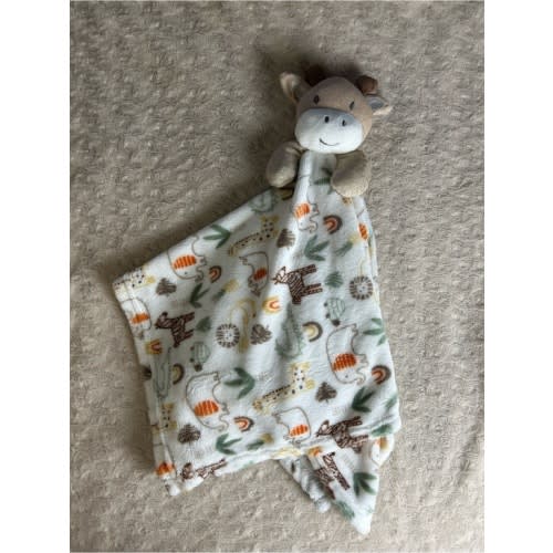 Modern Baby Giraffe Lovey Security Blanket Tan White Orange Large Oversized