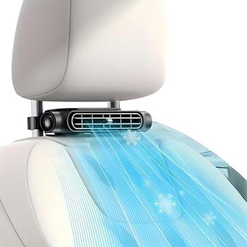 Car Seat Fan, USB Plug-in Dual Turbo High Wind Power, Interior Rear Pillow Fan (CF03 black)