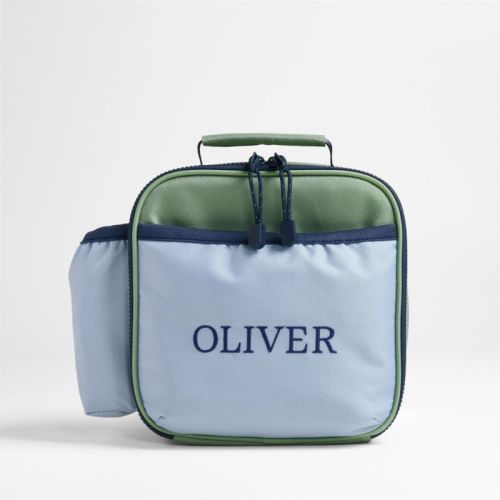 Personalized Colorblock Green and Blue Soft Insulated Kids Lunch Box