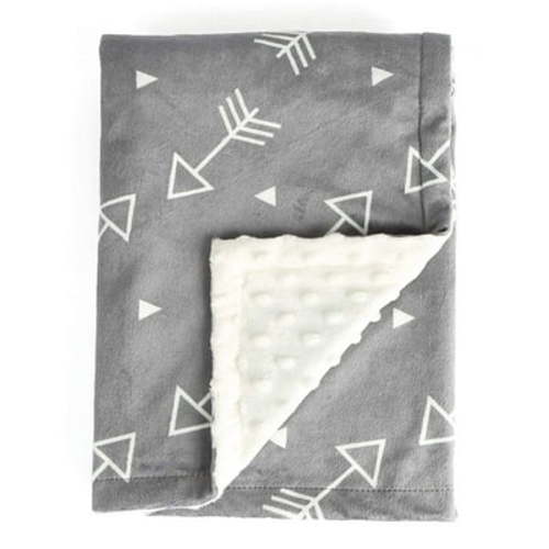BORITAR Baby Blanket Super Soft Minky with Double Layer Dotted Backing, Little Grey Arrows Printed 30 x 40 Inch, Receiving Blankets