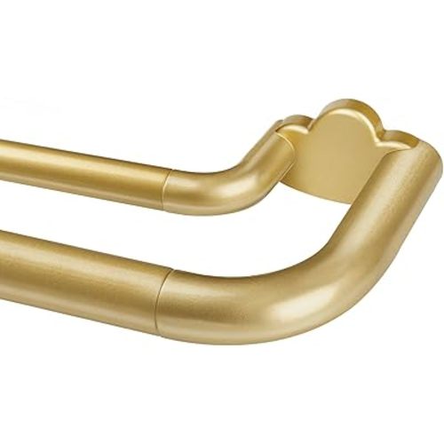 Double Curtain Rods 32 to 58 Inches, HOTOZON Blackout Double Curtain Rods for Windows 20 to 54 Inches (1.6-4.5 ft), 6/8 Inches Wrap Around Room Darkening Telescoping Drapery Rod, Gold