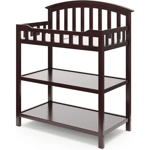 Graco Changing Table with Water-Resistant Changing Pad (Espresso) – GREENGUARD Gold Certified, Multi Storage Nursery Changing Table for Infants and Babies