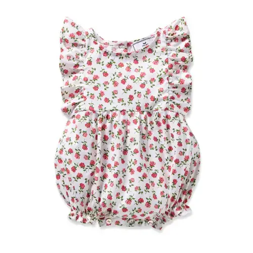 Baby's Twill Ruffled Romper in Petite Petals