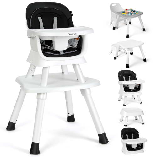 Richya 8 in 1 Baby High Chair for Babies, Toddler Dining Booster Seat, BPA Free PP Material, Black