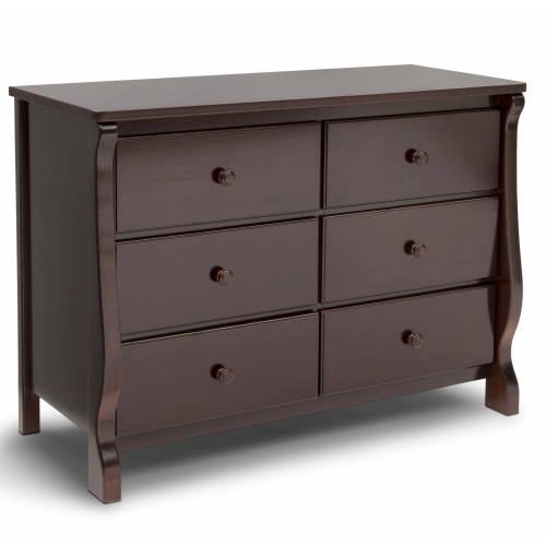 Delta Children Universal 6 Drawer Dresser with Interlocking Drawers - Greenguard Gold Certified, Dark Chocolate