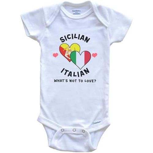 Really Awesome Shirts Sicilian Italian What's Not To Love Heart Flags Baby Bodysuit