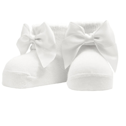 Carlomagno Baby Girl's Newborn White Bow Socks - Madison-Drake Children's Boutique