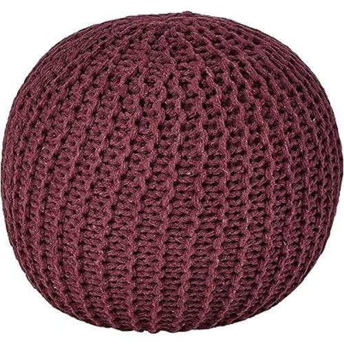 Urban Lifestyle Round Knit Pouf, Wine