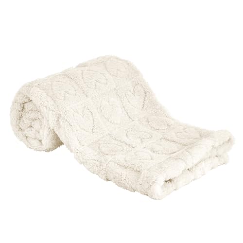 Yurhap Fleece Baby Blanket Heart Checkered Blanket, Ultra Soft Cozy Baby Blankets for Boys Girls, Fluffy Infant Toddler Newborn Receiving Blankets for Crib Stroller 30”×40” (Cream)