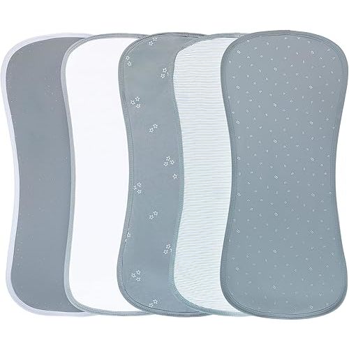 Ely's & Co. Baby Burp Cloths - 5pc Hourglass Shape with Extra Absorbent - Baby Bibs & Burp Cloths Baby Girl and Baby Boy, Newborn Essentials (Blue Leaf)