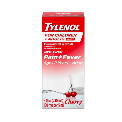 Tylenol Child & Adult Oral Suspension for Pain & Fever, Acetaminophen- Cherry 8 fl oz