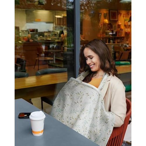 Blissful Diary - muslin nursing COVER for breastfeeding (Botanical Leaf)