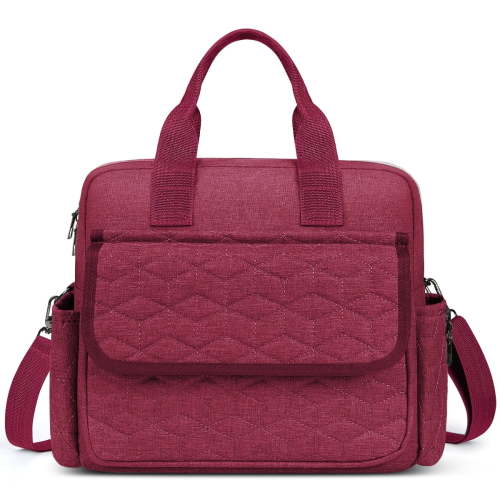 GPED Diaper Bag Tote, Large Capacity Baby Diaper Bag with 3 Insulated Pockets, Lightweight Travel Diaper Tote for Mom Dad, Double-Layer Work Bag for Breastfeeding Mom, Shoulder Mommy Bag(Red)