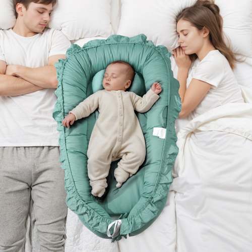 Newborn Baby Dream Nest Co-Sleeping Cot with Head Pillow – Green