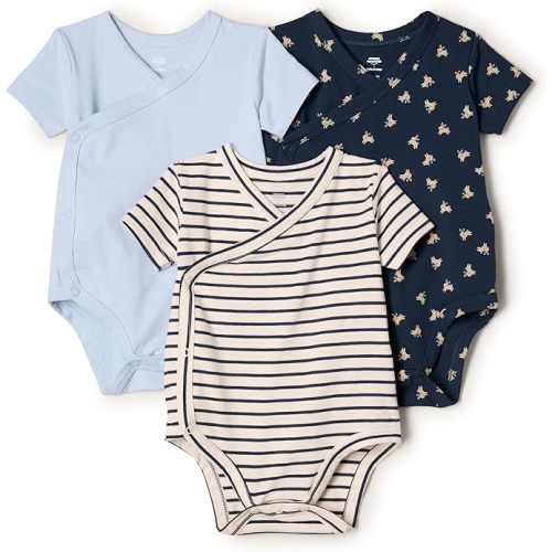Amazon Essentials x Sofia Grainge Unisex Babies' Short Sleeve Kimono Bodysuit, Pack of 3