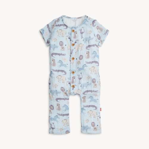jungle jazz cotton gauze magnetic short sleeve romper – Magnetic Me