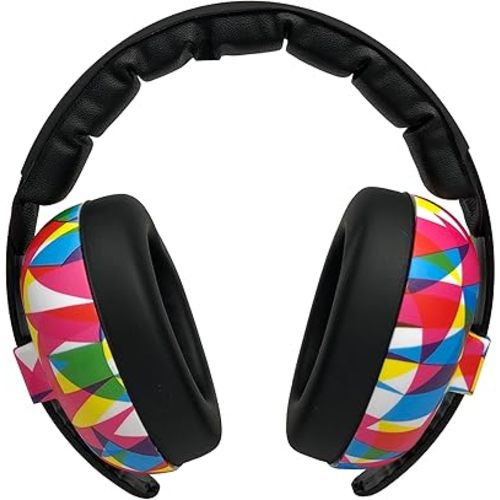 BANZ Baby Earmuffs – Noise Cancelling Headphones for Infant & Toddler Hearing Protection, Baby Ear Muffs Noise Protection, ANSI Certified, Ages 0–2 Years, Adjustable - Geo Print