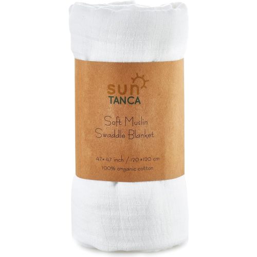 White Muslin Baby Swaddle Blanket – 100% Organic Cotton Perfect for Swaddling and Nursering – Breathable Soft Cover and Wrap and Crib Muslin Blanket – Best Receiving for Kids - Newborn Boy Girl