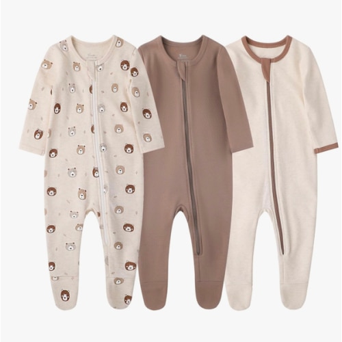 O2 BABY Baby Boys Girls Organic Cotton Zip-Front Sleeper Pajamas, Footed Sleep 'n Play