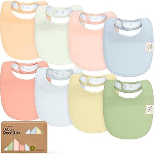 8-Pack Organic Baby Bibs for Boys, Girls - Soft Cotton Drooling and Teething Bibs for Baby Girl & Boy, Extra Absorbent, Easy To Clean & Put On for Toddler, Newborn, Infant 0-24 Months(Dew)