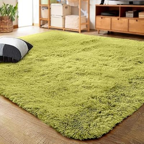 LOCHAS Ultra Soft Indoor Modern Area Rugs Fluffy Living Room Carpets for Children Bedroom Home Decor Nursery Rug 6x9 Feet, Green