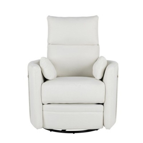 Vynxaria Upholstered Swivel Recliner Manual Rocker Recliner Chair Baby Nursery Chair