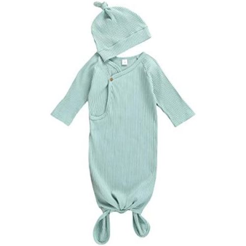 Twopumpkin Baby Girl Boy Coming Home Knotted Gown Unisex Newborn Infant Sleep Onesie Outfit Cute Baby Winter Pajamas
