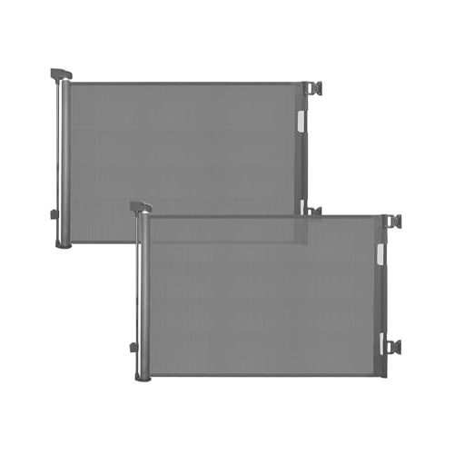 dearlomum 2 Pack Retractable Baby Gate,Mesh Baby Gate or Mesh Dog Gate,33" Tall,Extends up to 55" Wide,Child Safety Gate for Doorways, Stairs, Hallways, Indoor/Outdoor(Grey,33"x55"