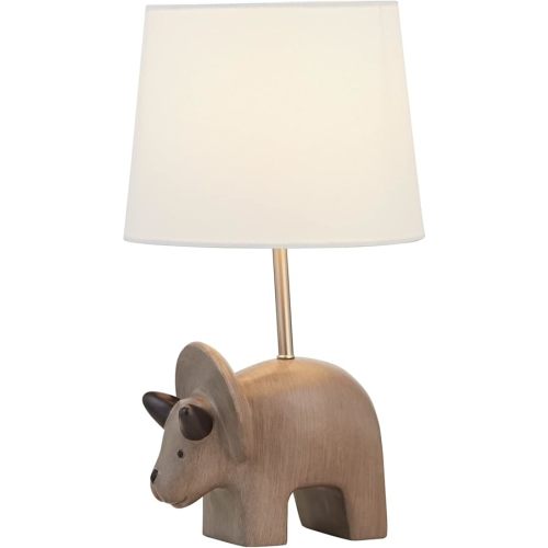 Maxax Dinosaur Desk Lamp, Grey Dinosaur Bedside Table Lamp with White Shade, Nightstands