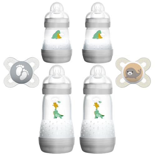 MAM Feed & Soothe Bottle & Pacifier Gift Set, Unisex, 0+ Months, 6-Count