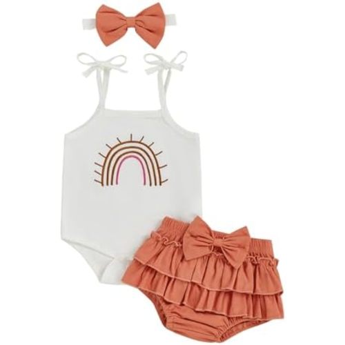 Thorn Tree Newborn Baby Girls Clothes Cotton Suit Cute Baby Kid Infant Romper Play Wear Summer Rainbow Outfits