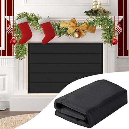 Fireplace Cover, Magnetic Fireplace Blocker Blanket Stops Heat Loss, Indoor Fireplace Draft Stopper Save Energy, Magnetic Fireplace Draft Cover for Iron Fireplace Frame (36"x27")