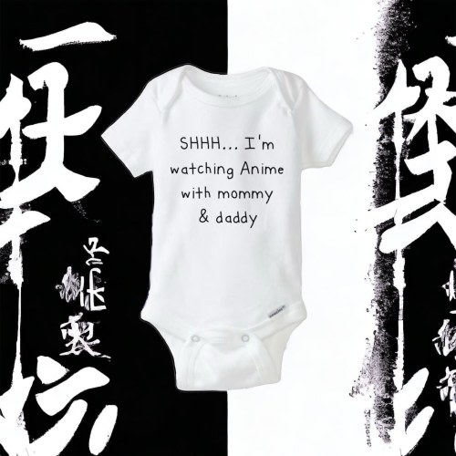 Anime onesie®, shhh I'm watching Anime with mommy & daddy, Anime bodysuit, computer animation, baby shower gift, Anime, funny baby onesie®