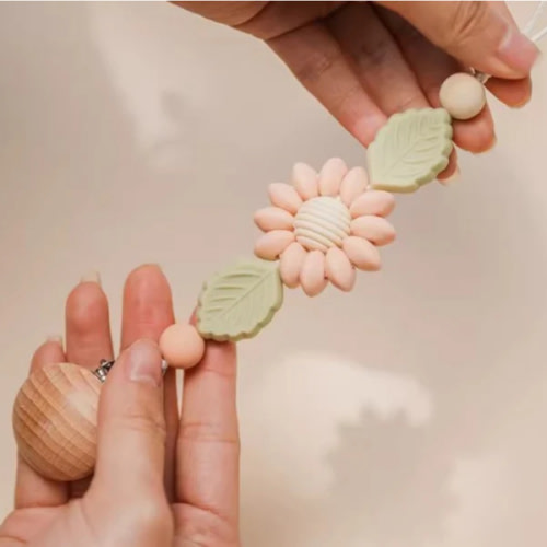 Floral Handmade Silicone Pacifier Chain Clip