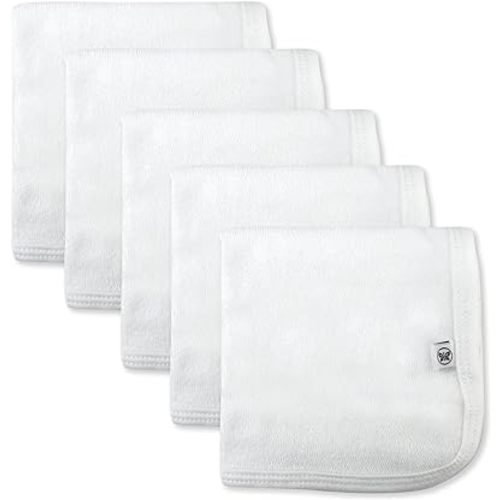 HonestBaby Unisex Baby Organic Cotton Washcloth Multi-Pack Winter Accessory Set, 5-Pack Honestly Pure White, One Size