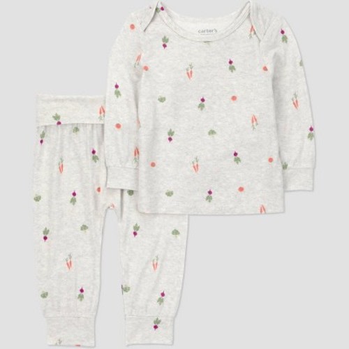 Carter's Just One You Baby® 2pc Comfy Soft Veggies Top and Pants Set - Gray Newborn