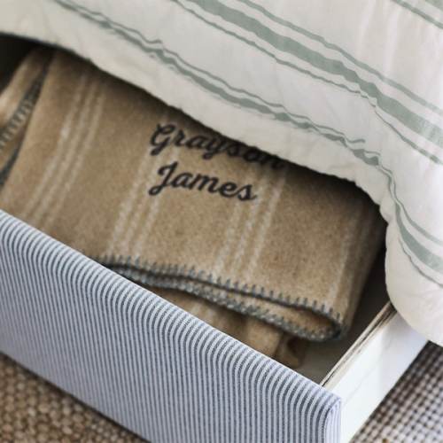 Owen Tan Striped Embroidered Edge Kids Blanket by Jake Arnold