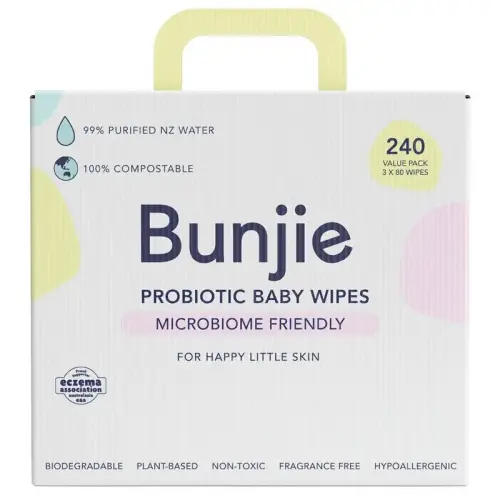Bunjie Probiotic Baby Wipes 3 x 80 Pack