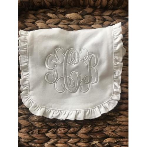 Monogram Baby Bib White Monogram Ruffle Baby Bib Baby Bibs - Etsy